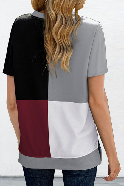 Casual Solid Split Joint O Neck T-Shirts(2 colors)