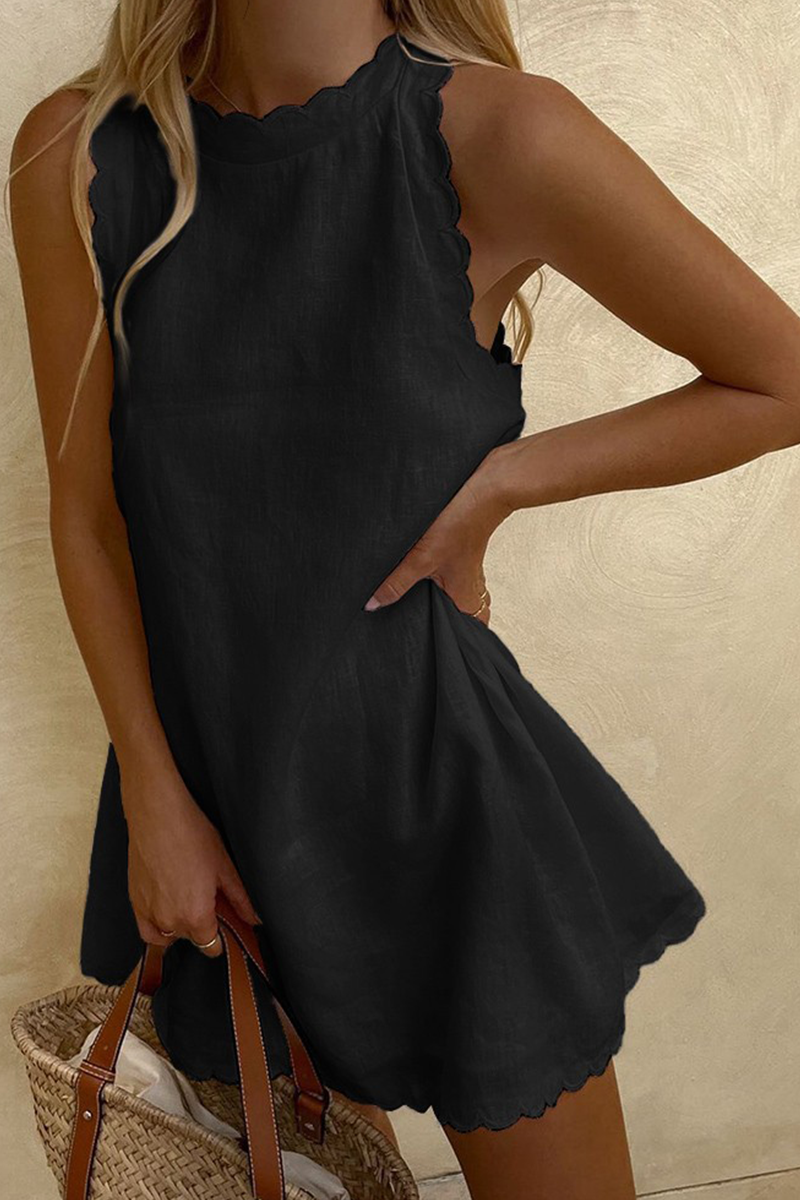 Casual Solid Patchwork O Neck Straight Dressesï¼7 colorsï¼