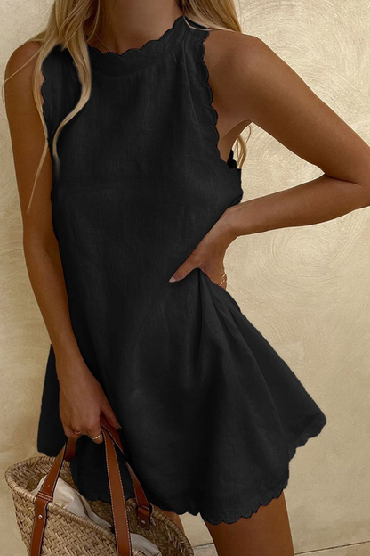 Casual Solid Patchwork O Neck Straight Dressesï¼7 colorsï¼