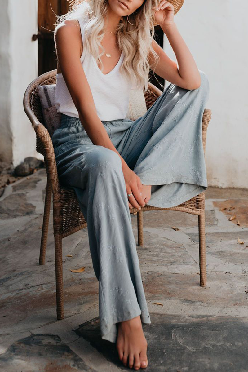 Casual Print Patchwork Straight High Waist Wide Leg Full Print Bottoms