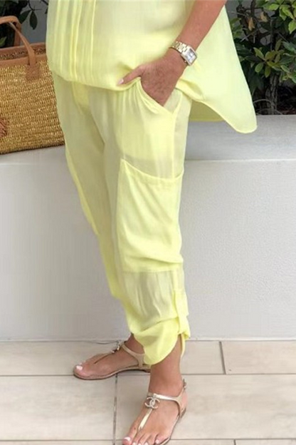 Casual Solid Split Joint Harlan Mid Waist Harlan Solid Color Bottoms