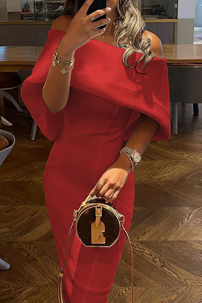 Casual Print Patchwork Off the Shoulder Pencil Skirt Dresses(3 Colors)