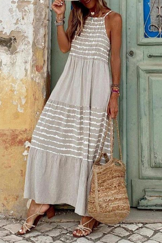 Casual Print Spaghetti Strap Cake Skirt Dresses