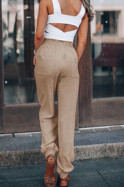 Casual Solid Patchwork Harlan Mid Waist Harlan Solid Color Bottoms