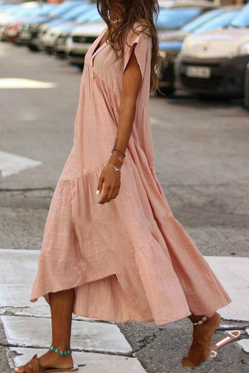 Casual Solid V Neck A Line Dresses(5 Colors)