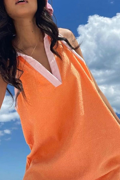 Casual Solid Split Joint Turndown Collar Straight Dresses