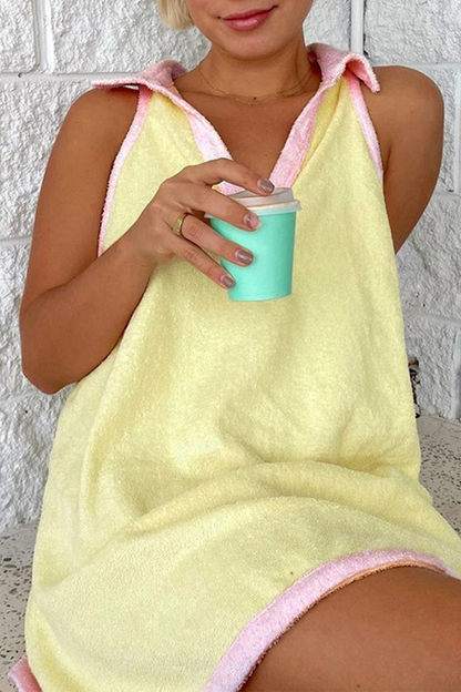 Casual Solid Split Joint Turndown Collar Straight Dresses