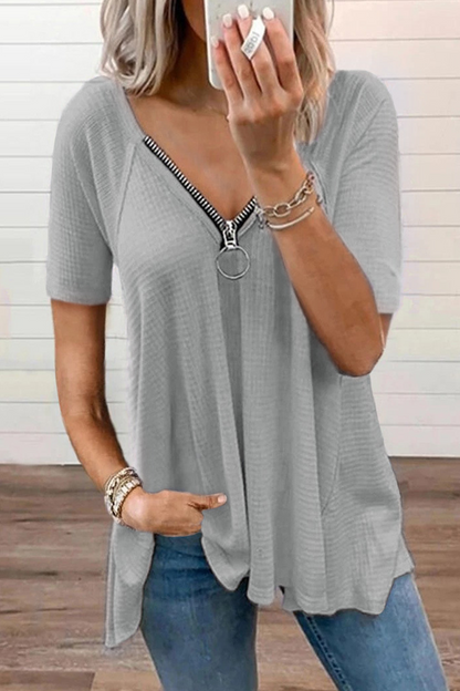 Fashion Solid V Neck T-Shirts(4 Colors)