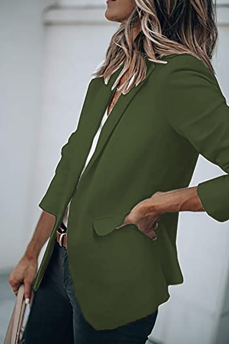 Fashion Solid Turndown Collar Outerwear(11 Colors)