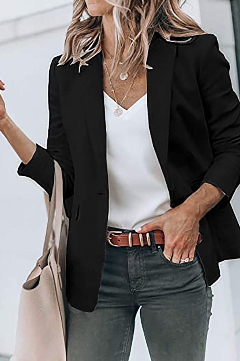 Fashion Solid Turndown Collar Outerwear(11 Colors)