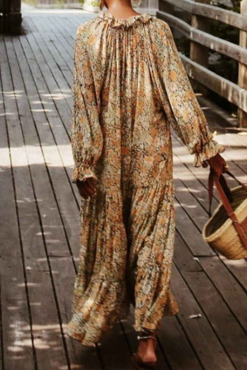 Casual Print V Neck Straight Dresses