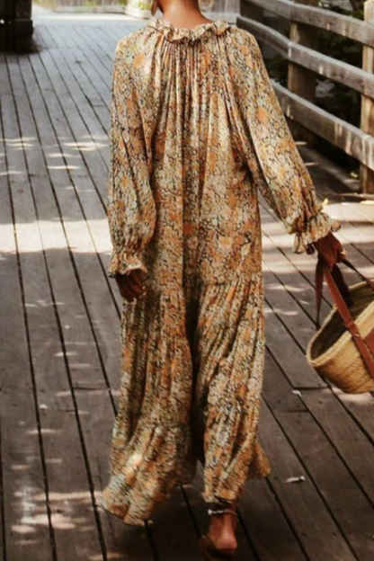 Casual Print V Neck Straight Dresses