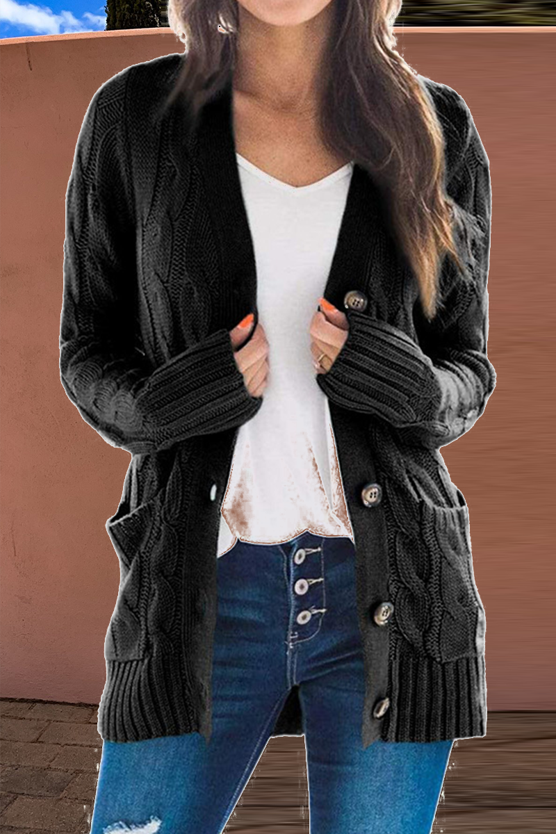 Casual Solid Split Joint Cardigan Collar Tops(6 colors)