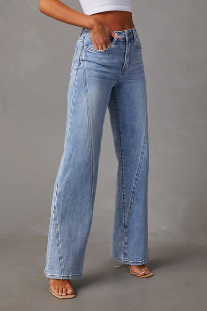Washed Street Style Wide Leg Jeans