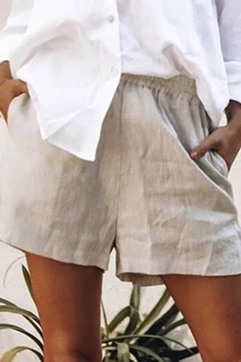 Casual Solid Patchwork Straight Mid Waist Straight Solid Color Bottoms（5 colors）