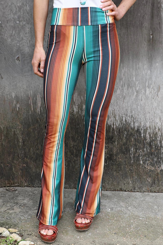 Sexy Print Patchwork Boot Cut High Waist Speaker Full Print Bottoms