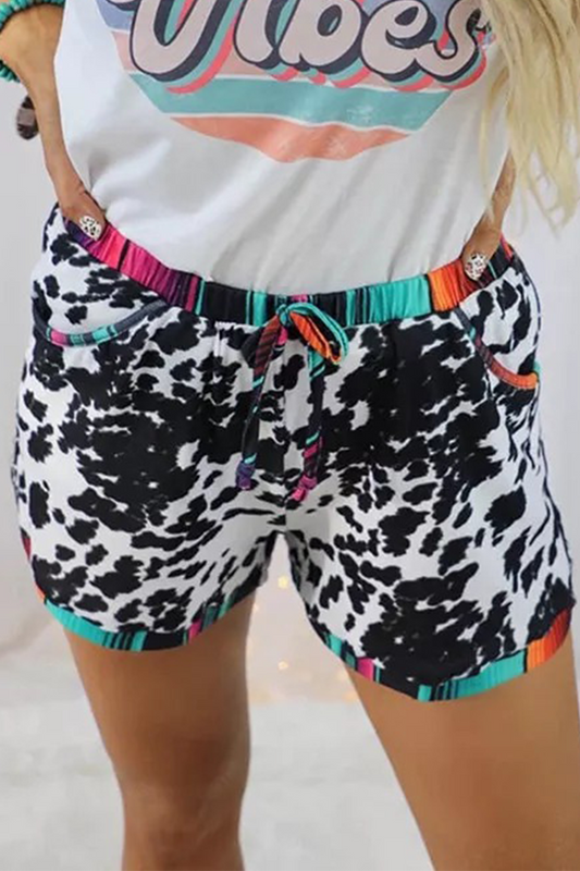 Fashion Leopard Patchwork Straight Mid Waist Straight Full Print Bottoms