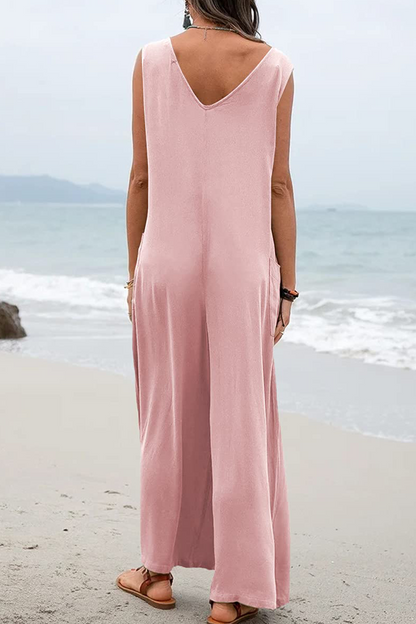 Casual Solid Patchwork U Neck Straight Jumpsuits(5 colors)
