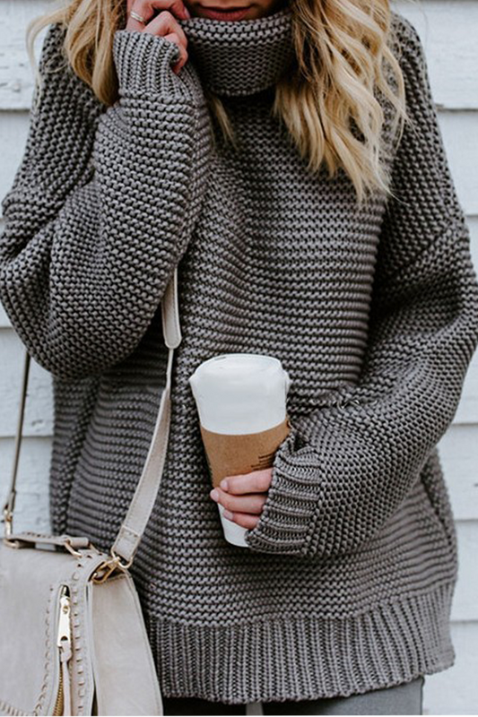 Fashion Solid Patchwork Turtleneck Tops(7 Colors)