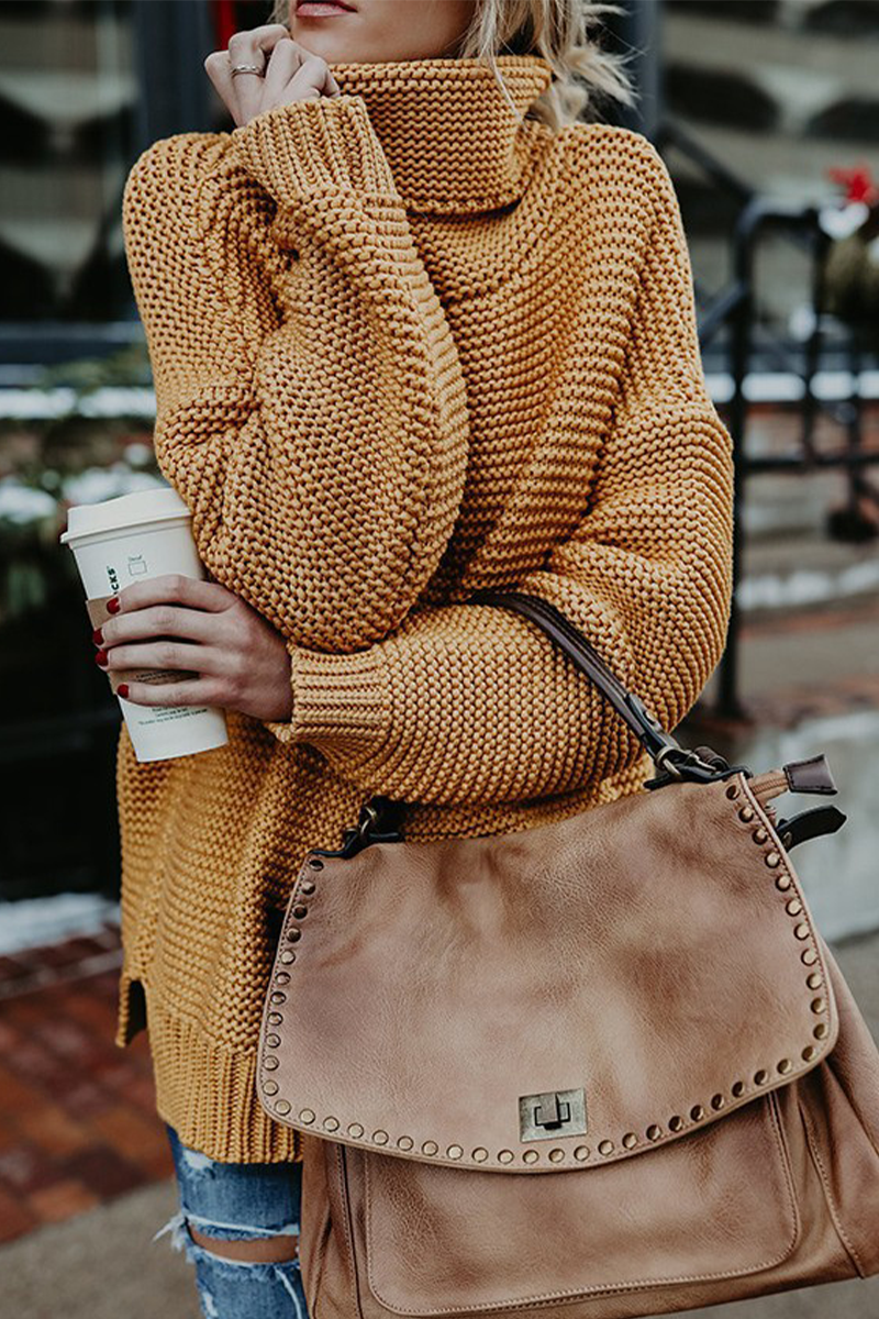 Fashion Solid Patchwork Turtleneck Tops(7 Colors)