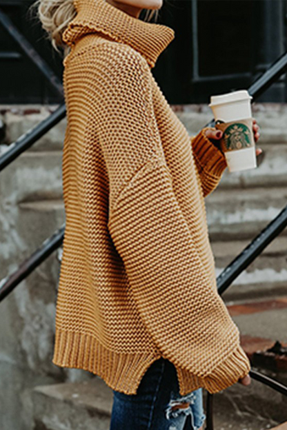 Fashion Solid Patchwork Turtleneck Tops(7 Colors)