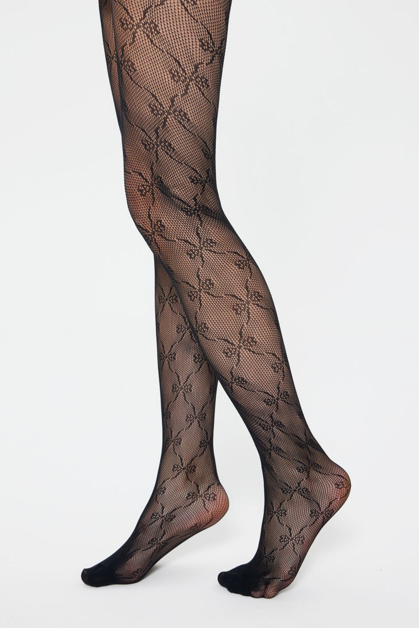 Bow Pattern Fishnet Tights