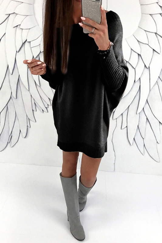 Casual Solid Patchwork O Neck Straight Dresses(8 Colors)