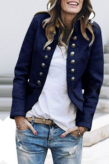 Solid Buttons Turn-back Collar Outerwear(7 Colors)