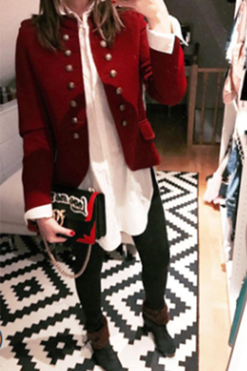 Solid Buttons Turn-back Collar Outerwear(7 Colors)