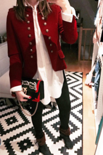 Solid Buttons Turn-back Collar Outerwear(7 Colors)