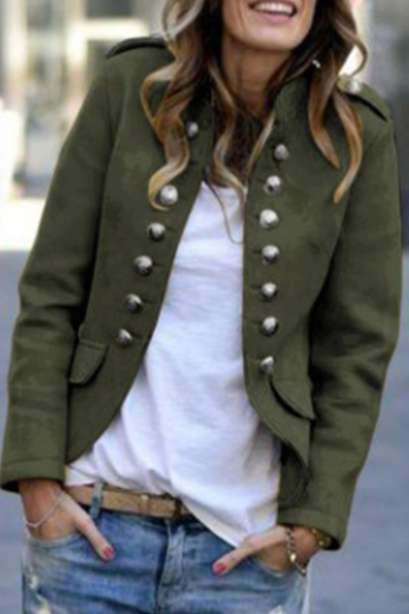 Solid Buttons Turn-back Collar Outerwear(7 Colors)