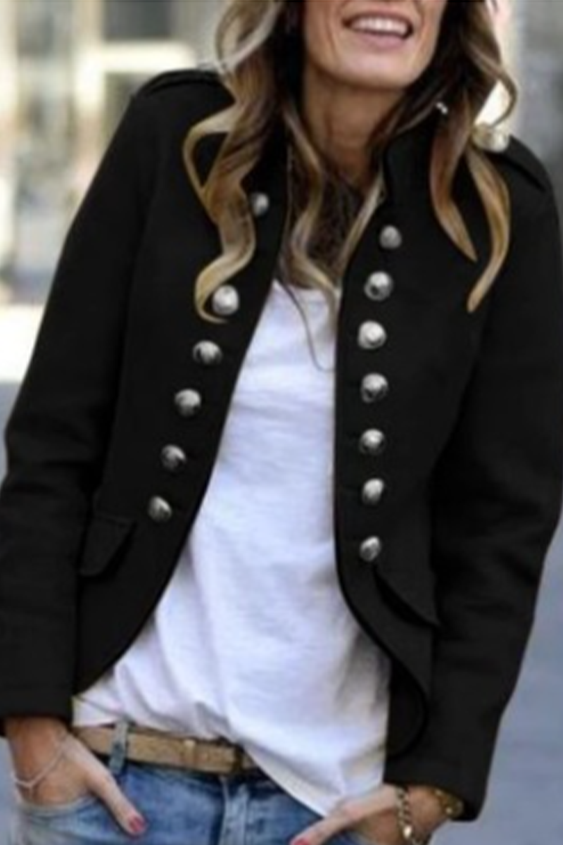 Solid Buttons Turn-back Collar Outerwear(7 Colors)