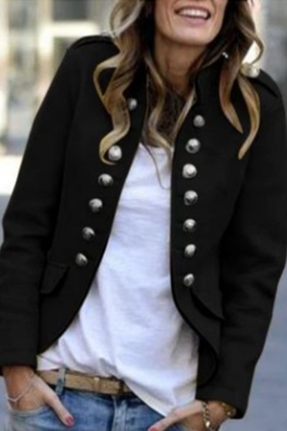 Solid Buttons Turn-back Collar Outerwear(7 Colors)