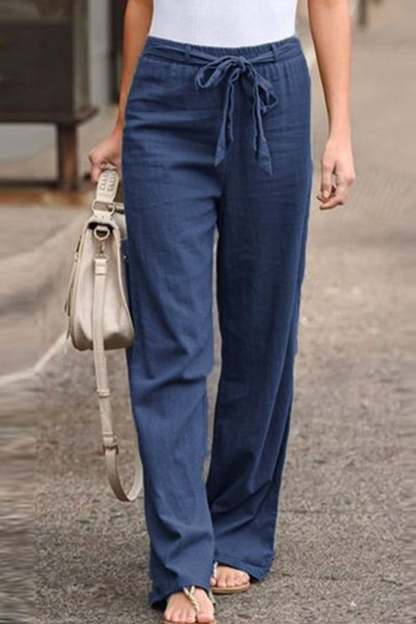 Casual Solid Patchwork Straight Mid Waist Wide Leg Solid Color Bottoms(6 Colors)