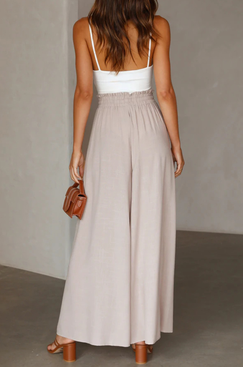 Casual Solid Patchwork Loose High Waist Wide Leg Solid Color Bottoms(5 colors)