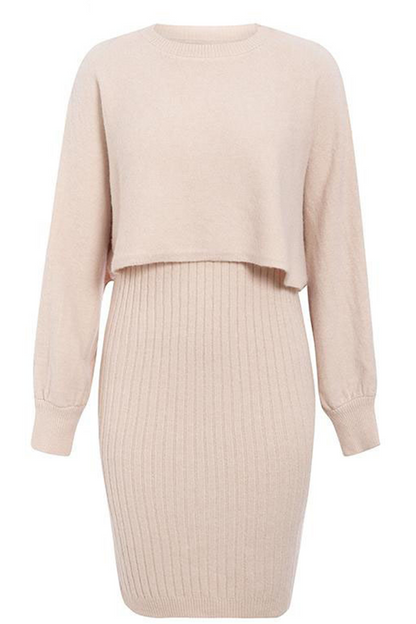 Casual Solid Patchwork O Neck Long Sleeve Two Pieces(3 colors)