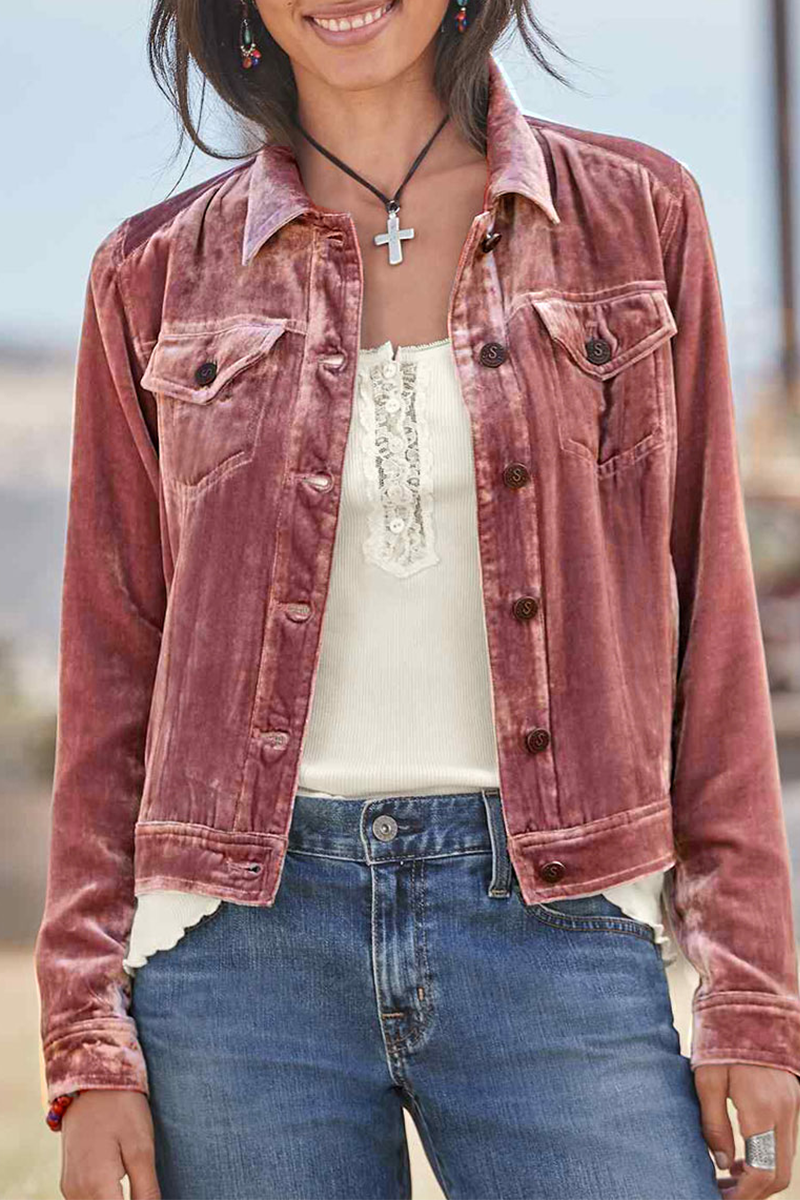 Casual Solid Patchwork Turndown Collar Outerwear(4 Colors)