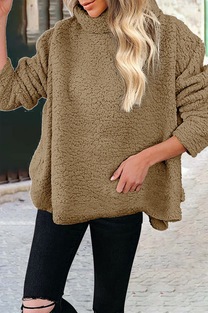 Casual Solid Patchwork Turtleneck Sweats(6 Colors)