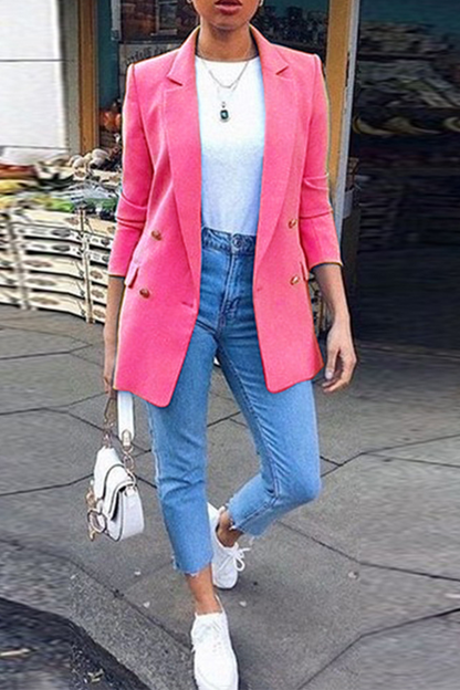 Fashion Solid Patchwork Turndown Collar Outerwear(9 Colors)