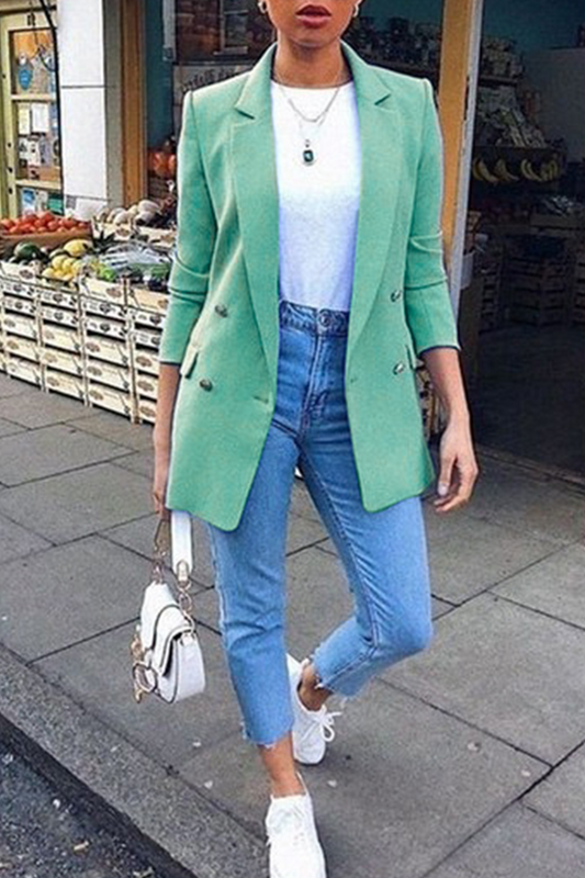 Fashion Solid Patchwork Turndown Collar Outerwear(9 Colors)