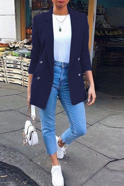 Fashion Solid Patchwork Turndown Collar Outerwear(9 Colors)