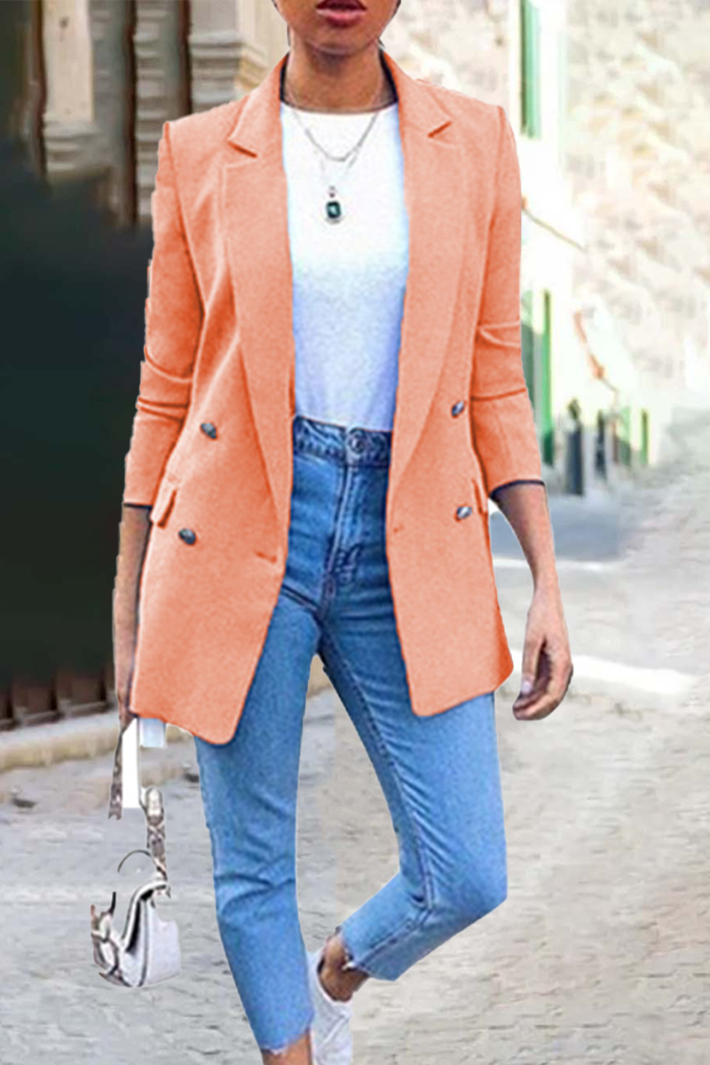 Fashion Solid Patchwork Turndown Collar Outerwear(9 Colors)