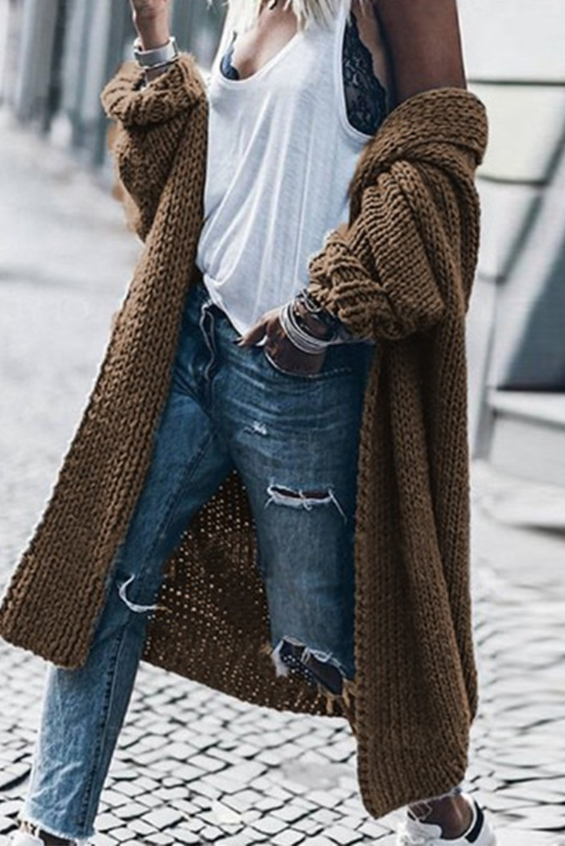 Casual Retro Solid Patchwork Cardigan(5 Colors)
