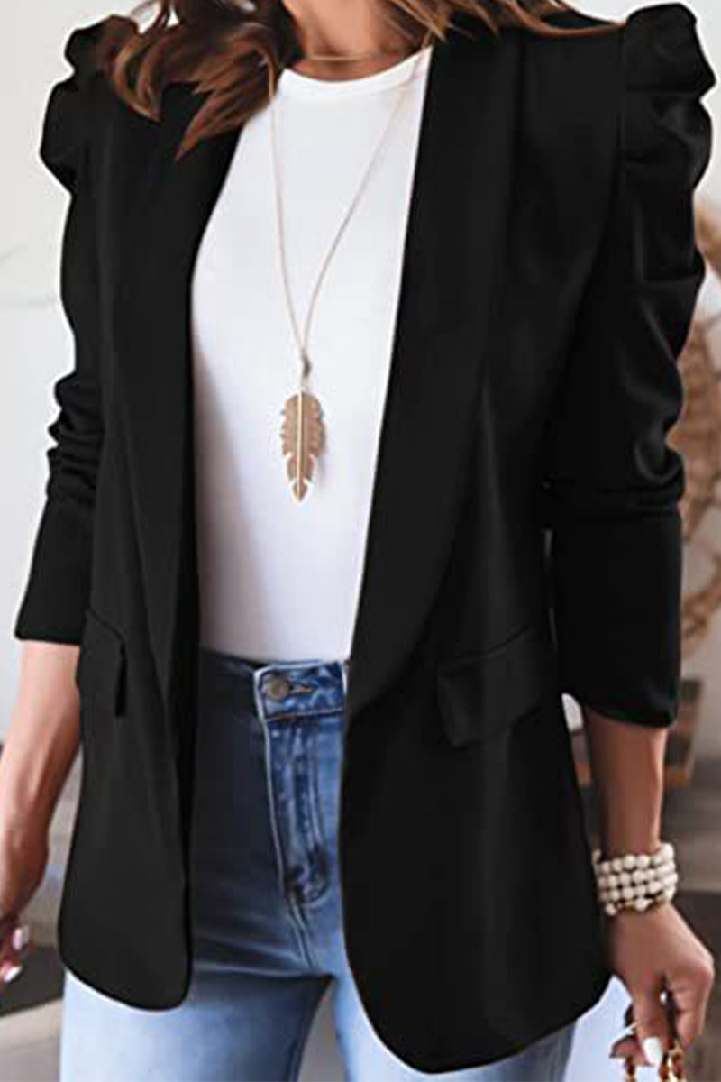 Fashion Work Solid Color Turndown Collar Outerwear(5 Colors)