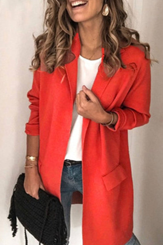 Casual Solid Patchwork Turn-back Collar Outerwear(6 Colors)