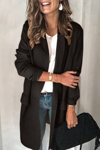 Casual Solid Patchwork Turn-back Collar Outerwear(6 Colors)