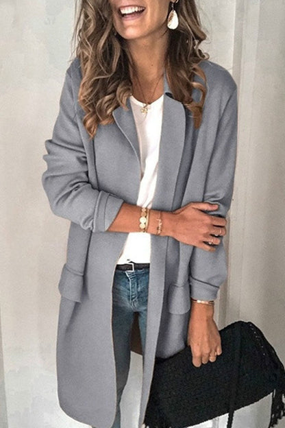 Casual Solid Patchwork Turn-back Collar Outerwear(6 Colors)