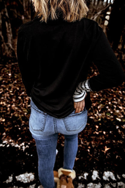 Fashion Casual Solid Patchwork Turtleneck Tops