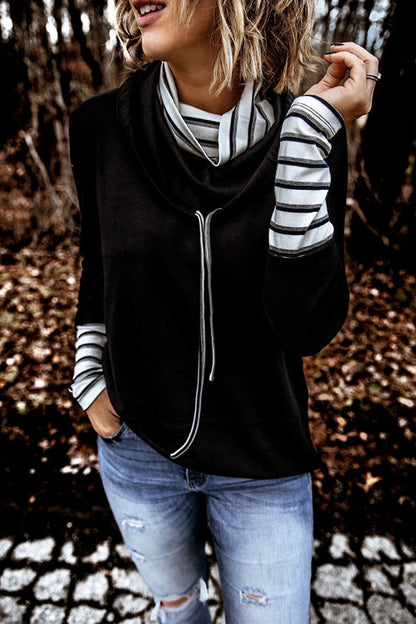 Fashion Casual Solid Patchwork Turtleneck Tops