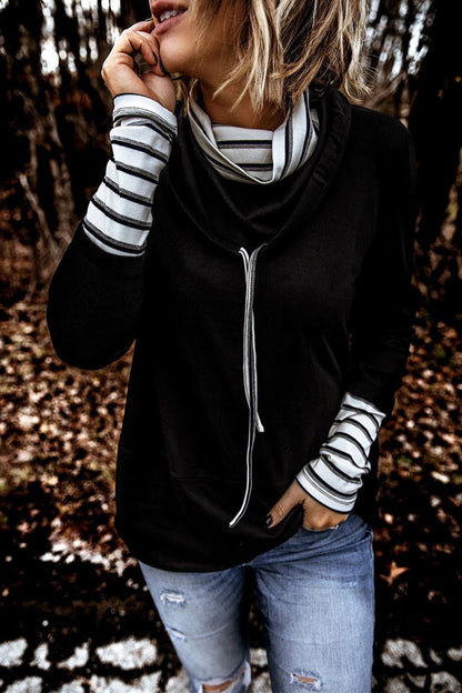 Fashion Casual Solid Patchwork Turtleneck Tops